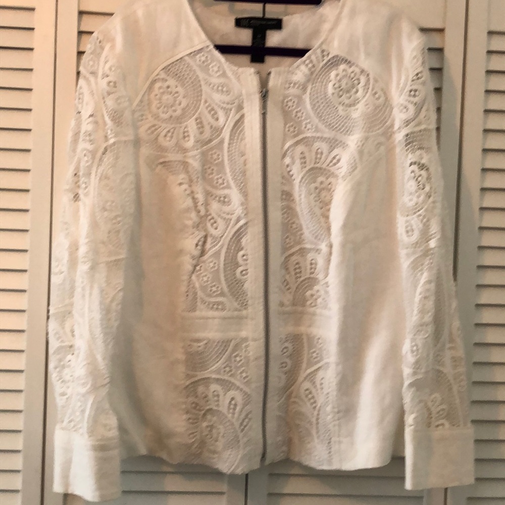 White linen and lace jacket
